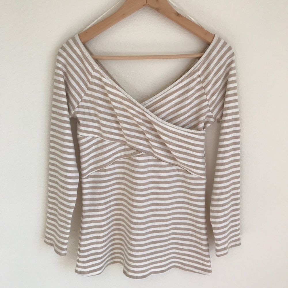 NWOT Anthropologie Deletta Striped Crossover Top